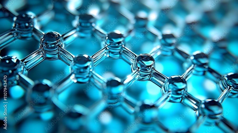 Poster intricate crystalline lattice: a mesmerizing blue network of interconnected nodes, gleaming with an 
