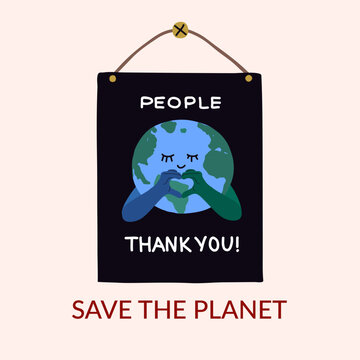 Earth planet save poster secondhand vector artwork