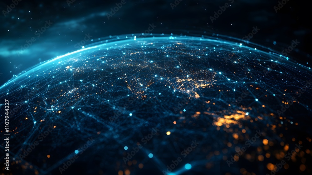 Poster futuristic global network: illuminating a connected world. a mesmerizing display of technological ad