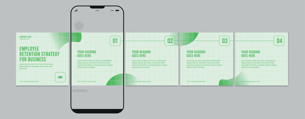 Business carousel post template for advertising, Set of carousel post for Instagram and LinkedIn, Editable social media carousel layout, template eps 10.