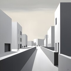 Sleek Monochromatic Building and Road Background Image – Perfect for Urban and Modern Designs