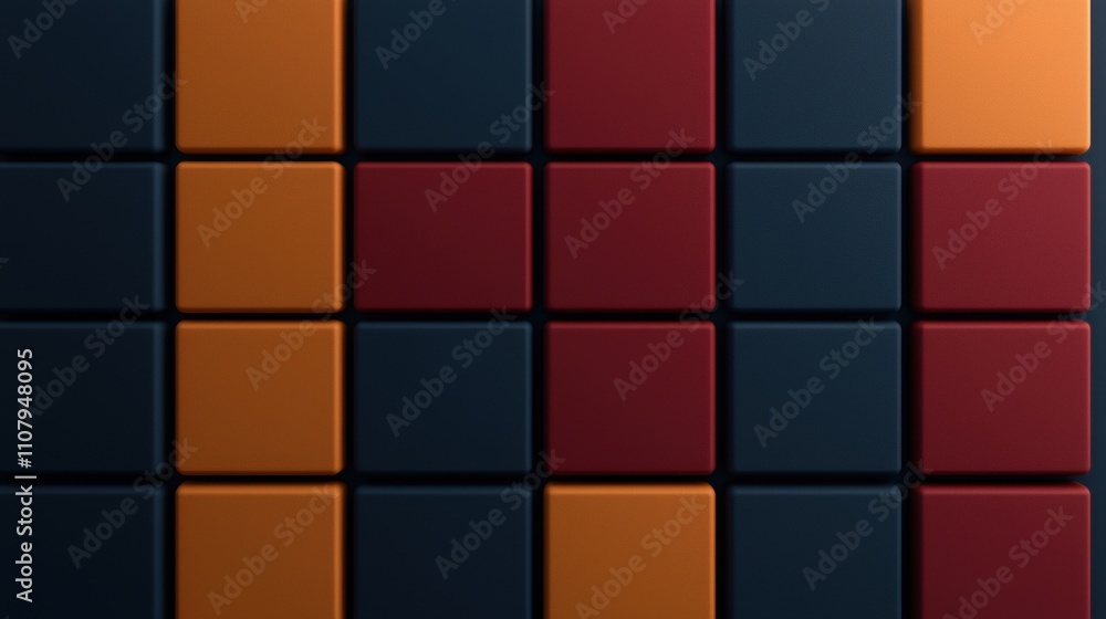 Poster grid of 16 square tiles arranged in a grid-like pattern. the tiles are of different colors - orange,