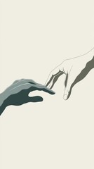 Obraz premium Two hands reaching towards each other, symbolizing connection and unity, AI