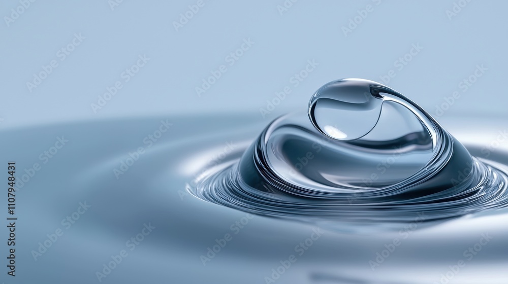 Aufkleber close-up of a single drop of water falling into a pool of water. the drop is in the center of the im
