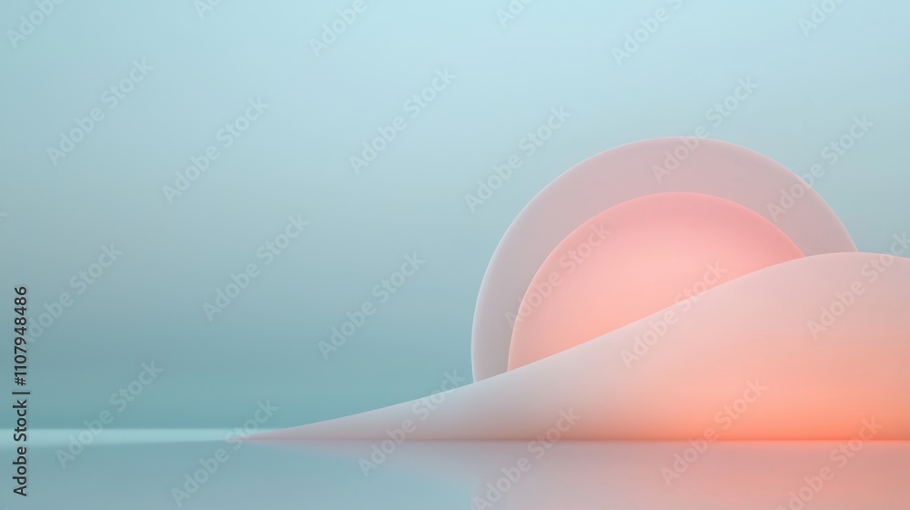 Aufkleber abstract digital art piece with a light blue background. in the center of the image, there is a larg