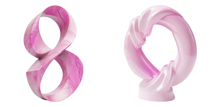 Pink female gender 3d symbol isolated on transparent background, Set of