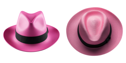 Pink hat isolated on transparent background, Set of