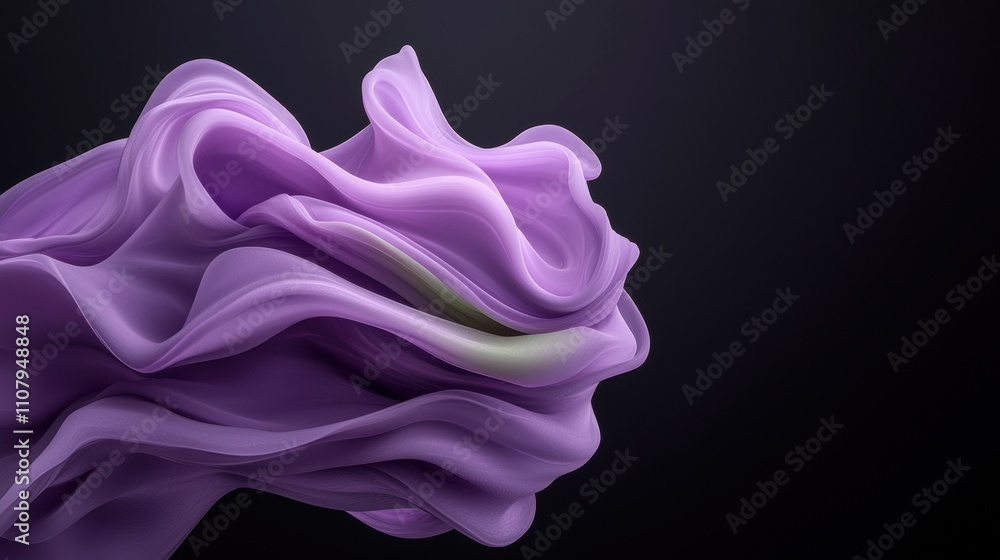 Poster abstract digital art piece that appears to be made up of wavy lines and curves. the lines are a deep