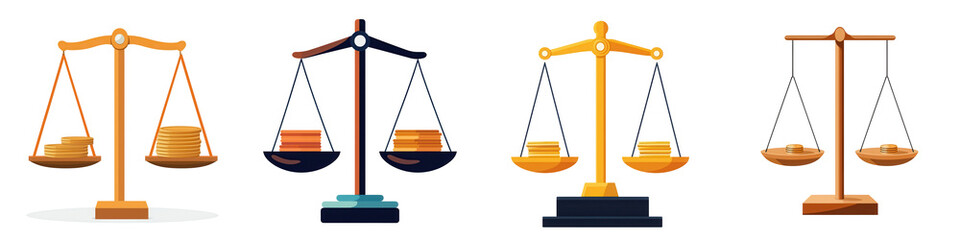 Four colorful scale illustrations on a white isolated background.