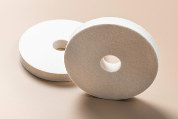 Two polishing circles from grinding machine. Natural felt for polishing and sharpening tools.