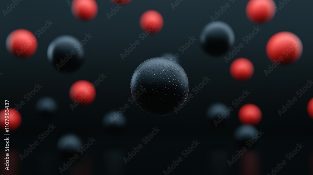 Poster close-up of a black sphere in the center of the image. the sphere is spherical and appears to be flo