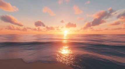 Obraz premium A serene sunset over calm waters, reflecting vibrant colors in the sky.