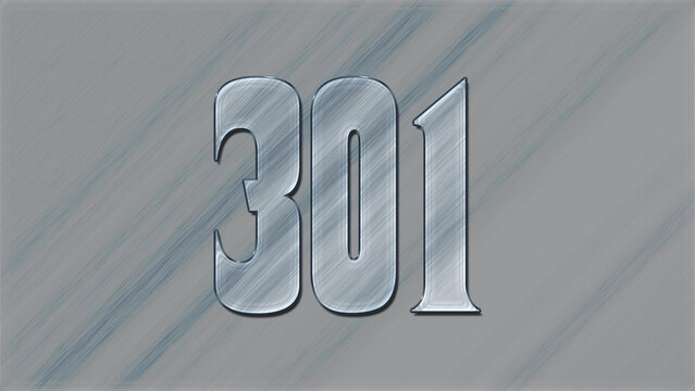 3D Glass effect number design of 301, glassy background.