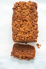 Gingerbread apple cake with walnuts and brown sugar 