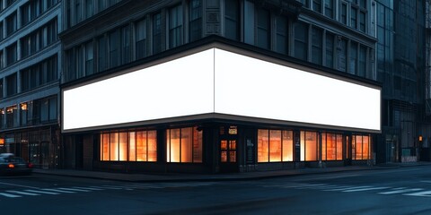 Obraz premium blank white billboard mockup that wraps around the corner of a building