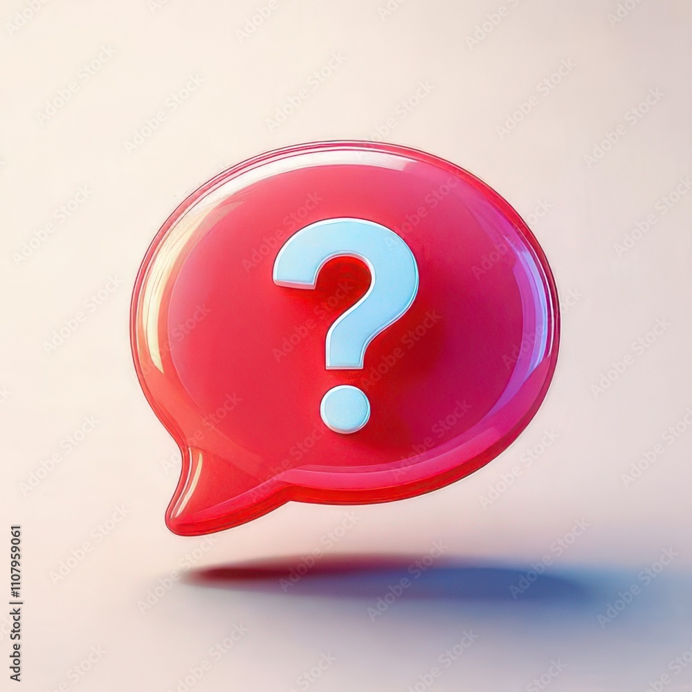 Poster vibrant red speech bubble with question mark symbolizing inquiry and communication concepts in moder