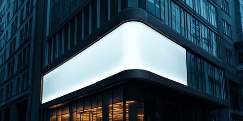 Fototapeta premium blank white billboard mockup that wraps around the corner of a building