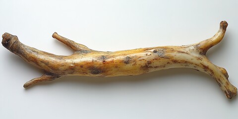 Obraz premium Unique natural root displayed on a light background showcasing its distinct shape and texture