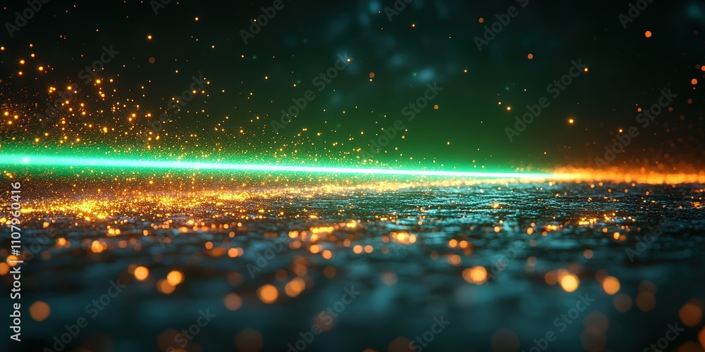 Poster colorful glowing particles create a mesmerizing effect over a textured surface with bright streaks o