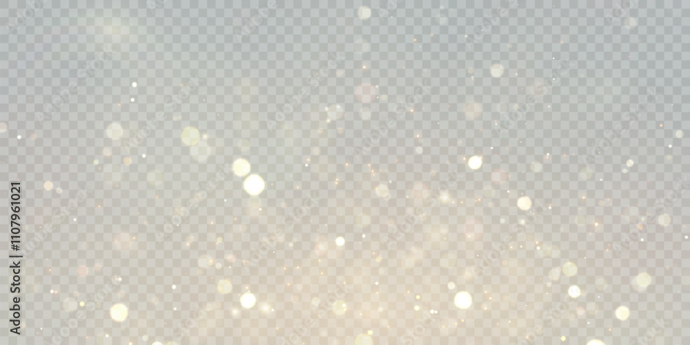 Aufkleber gold dust light bokeh. christmas glowing bokeh and glitter overlay texture for your design on a tran
