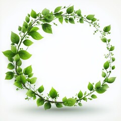 Fototapeta premium Green leaf wreath with vibrant foliage arranged in a circular pattern