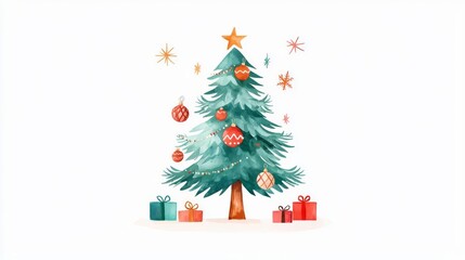 Fototapeta premium Festive Christmas tree with colorful ornaments.
