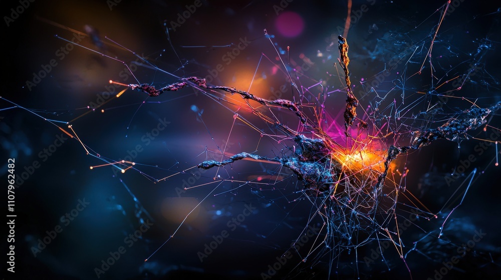 Poster abstract digital space art dynamic connections and conceptual inspirations in a futuristic creative 