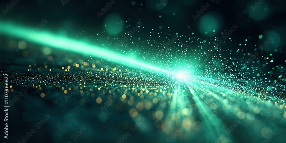 Poster stunning visual of dynamic light rays and sparkles in a dark space environment