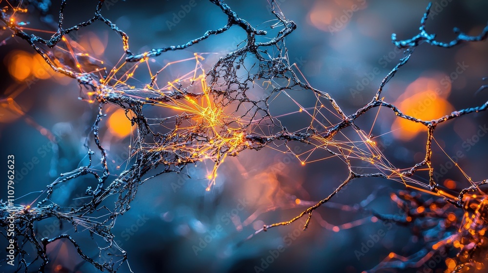 Aufkleber Abstract digital illustration of dynamic neural connections in a contemporary science & technology setting