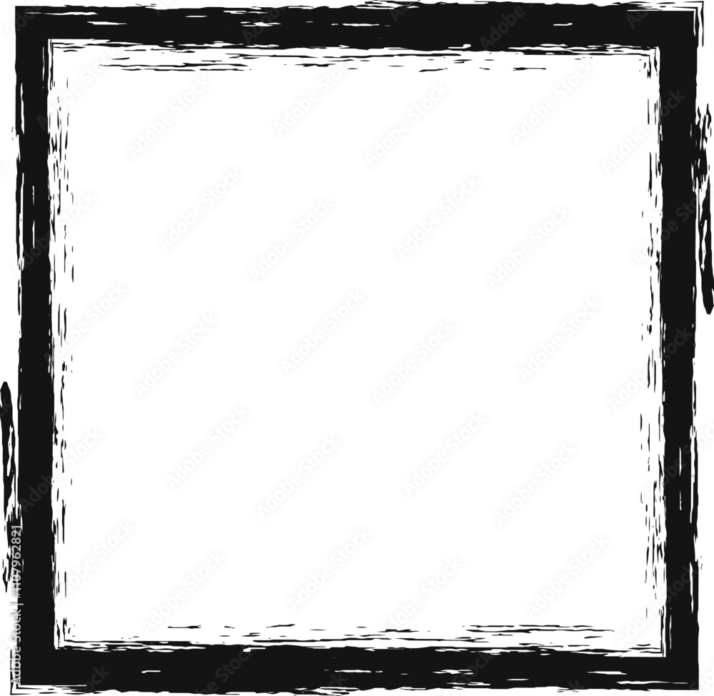 Poster black grunge border creating a frame around an empty white space, ideal for adding text or images, p