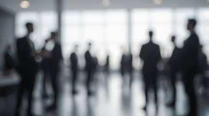 Blurred images of businesspeople creating an atmosphere of activity and collaboration