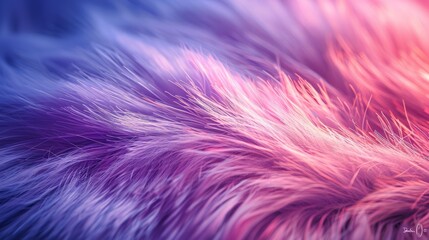 Obraz premium A close-up of soft, colorful fur with a gradient of purple and pink hues.