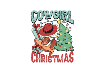 Cowgirl Christmas Sublimation T Shirt Design