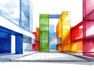 Innovative smart architecture sketches showcase vibrant concepts in modern urban space