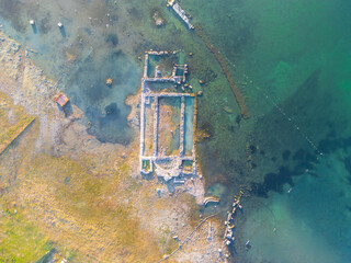 The Basilica of Saint Neophytos drone view in Iznik Town of Turkey