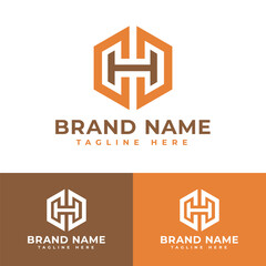 Modern strong letter H with hexagon or CCH or HDD or DDH or DHD or two door with letter H logo symbol icon flat stock vector design