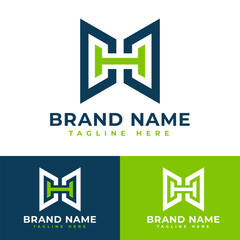 two door letter H or CCH or HCC or DDH or HDD logo symbol icon flat stock vector design