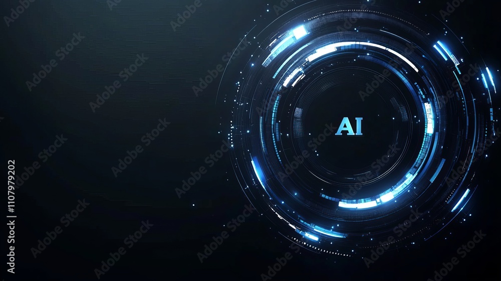Poster artificial intelligence illustrated with ai in a wavelike circle graphic represents advanced ai tech