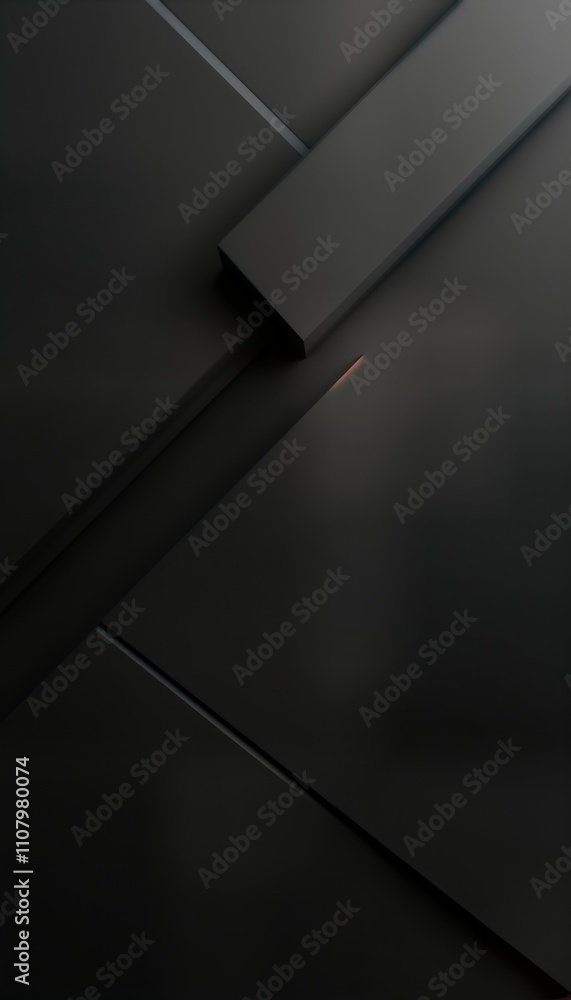 Poster Abstract black vertical background with geometric shapes. Clean texture. Empty space suitable for text or design. Minimalist style. Suitable for wallpaper or posters.