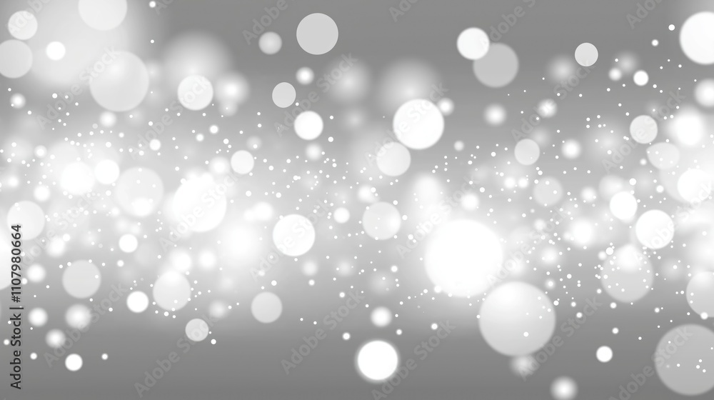 Poster abstract design with white bokeh lights on gray background. delicate, soft light creates sense of et