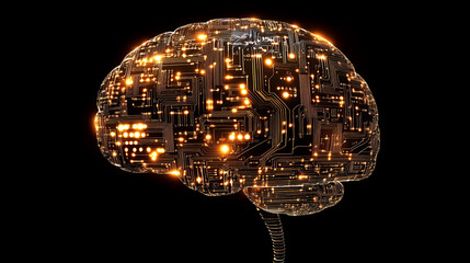 Innovative visualization of a brain combined with digital circuitry representing artificial intelligence