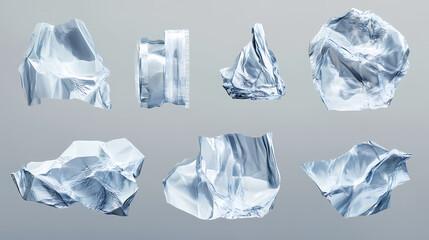 Obraz premium Wrinkled clear textured tape set. Crystalline. Illustration