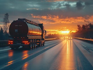 A tanker truck on the highway