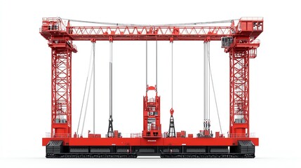 tower crane with detailed rigging and counterweights illustrations isolated white background