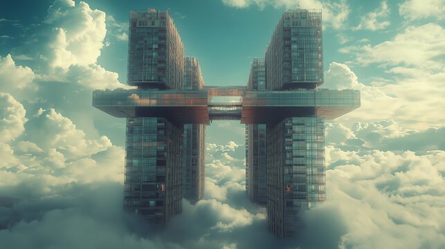 twintower design connected by a sky bridge halfway up