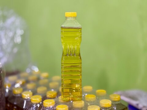 Focused shot of unbranded vegetable oil (minyak sayur) found at Indonesian warung. Minyak sayur is one of Indonesian sembako with unpredictable price changes. Poris, Tangerang - November 21, 2024