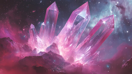 Crystalline being floating in a nebula. Crystalline. Illustration