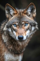 Fototapeta premium Wolf Portrait with Blue Eyes 