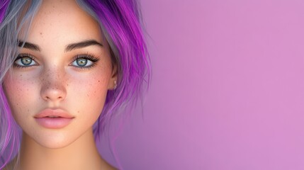 Naklejka premium Vibrant Style Shines Through a Fashion Influencer With Stunning Features and Playful Hair Colors