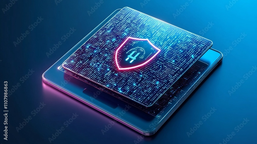Poster cybersecurity and network protection illustration focuses on future cyber technology web services an